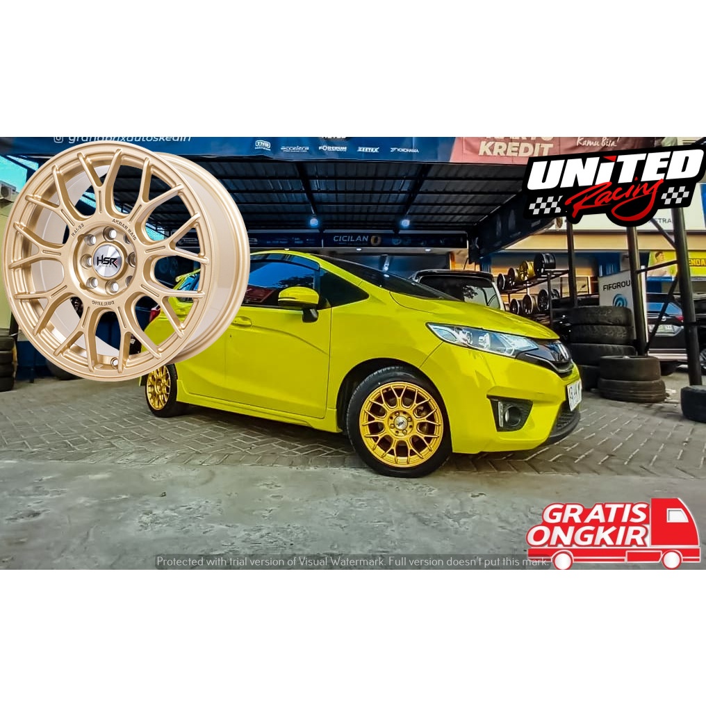 PAKETAN MURAH VELG+BAN RING 16 HSR RAI S5 RING16 GOLD DAN BAN 205/50 R16 ACCELERA