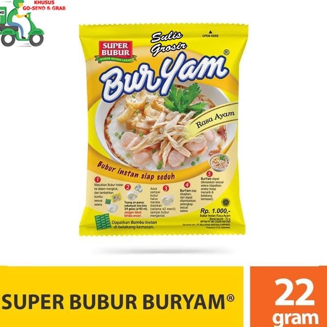 

FLASH SALE⚡ Super Bubur BURYAM Bubur Instan 1 renceng isi 10 Pcs