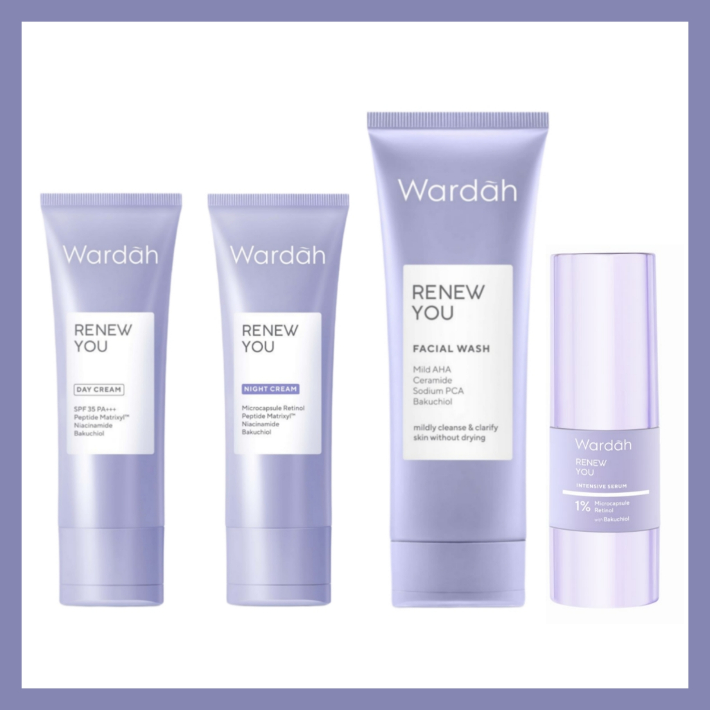 Wardah Renew You Anti Aging  Paket Basic kecil ( Day 15gr + Night 15gr + Serum + Facial Wash ) - Ski