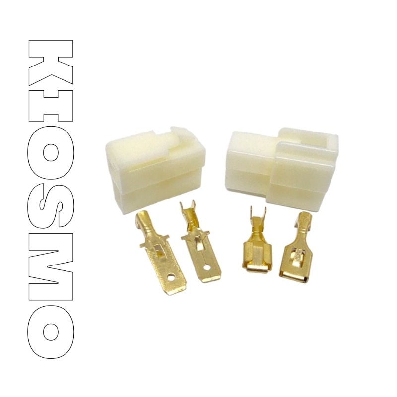 Set Klip Soket 2 Pin Konektor Terminal Kabel Listrik Skun Besar 6.3mm