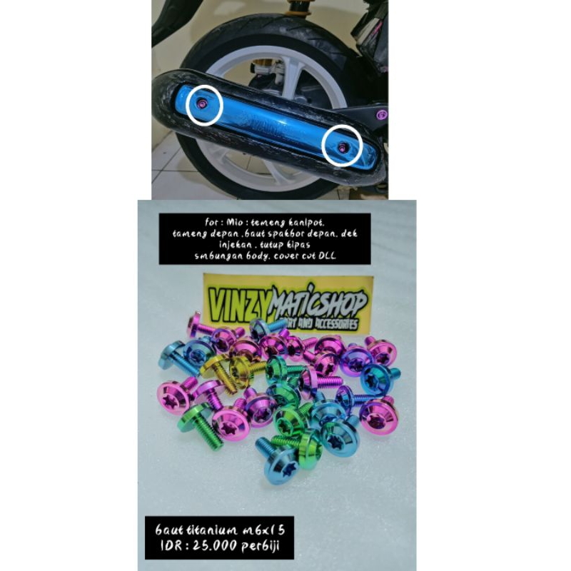 baut titanium tameng nalpot Mio Fino soul