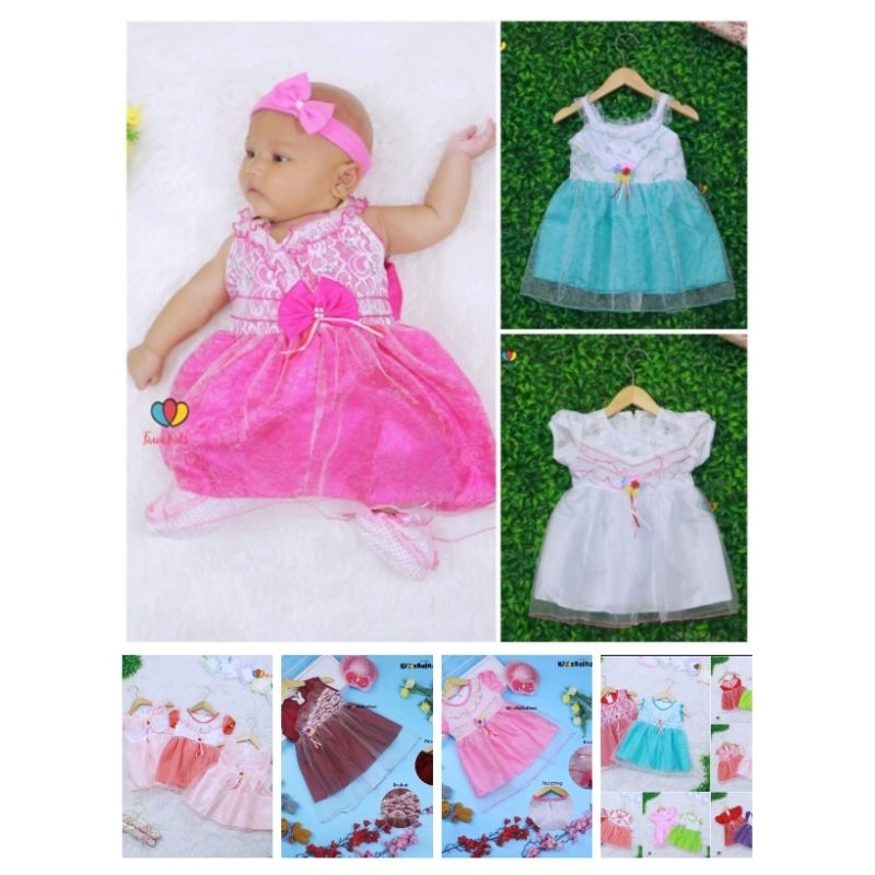 Gaun bayi anak umur 0-12 bulan / baju bayi kekinian / gaun pesta  atasan anak perempuan