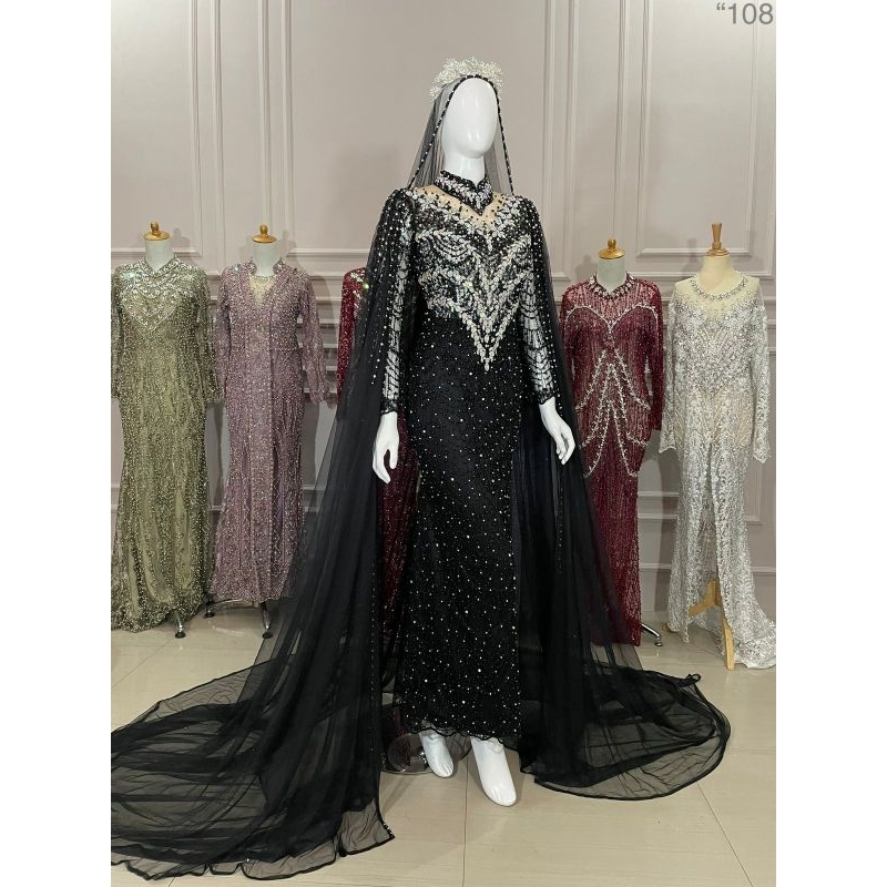 Kebaya pengantin modern Slim Hitam mutiara