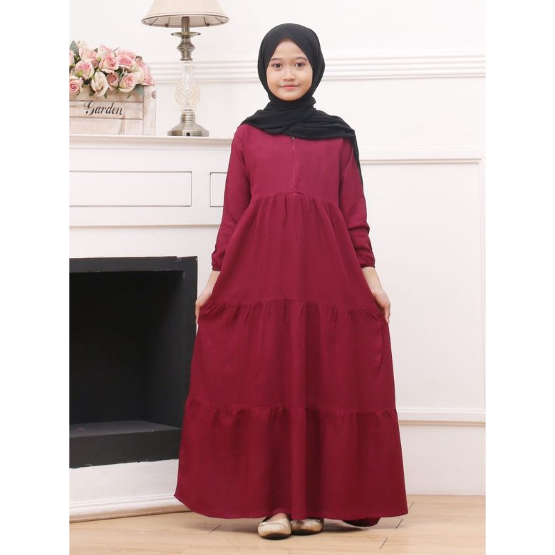 GAMIS SUSUN POLOS ANAK WANITA RAYON PREMIUM/PAKAIAN ANAK WANITA