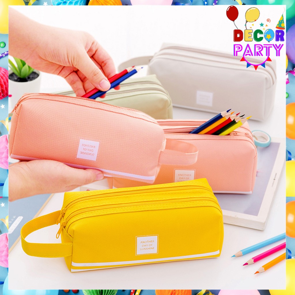 

DP Kotak Pensil Dual Zipper Dan Stationery Dompet Pensil 2 Pouch Tempat Alat Tulis Perlengkapan Sekolah Dua Sisi Resleting