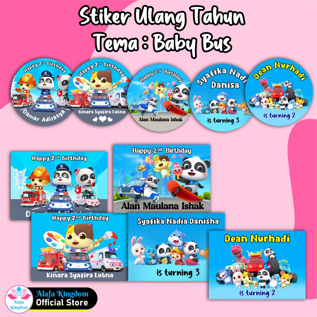 

alafakingdom Stiker Ulang Tahun Birthday Ultah Baby Bus Custom