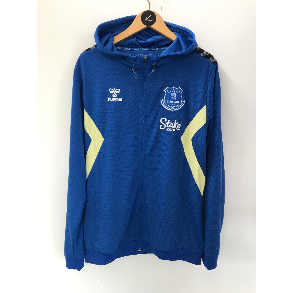 Jacket Everton Hummel Training Zip Hoodie - Blue jaket bola original