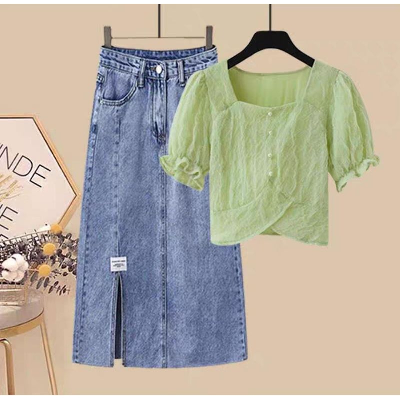 NEW ARRIVAL SETELAN ROK JEANS + ATASAN BANGKOK IMPORT PREMIUM ANAK PEREMPUAN USIA 5 6 7 8 9 10 11 12