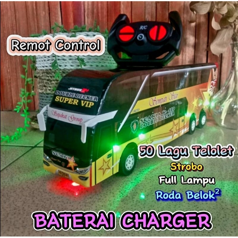 Miniatur bus telolet basuri baterai charger bis mainan sempati star
