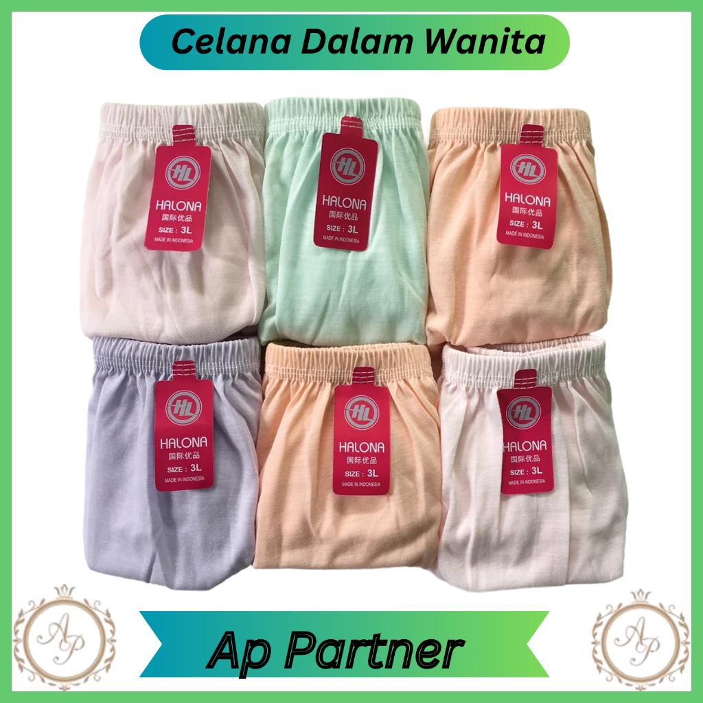 Isi 6 Pcs Celana Dalam YAYAN Polos Wanita Dewasa | CD Celana Dalem Perempuan Jumbo Karet Kerut