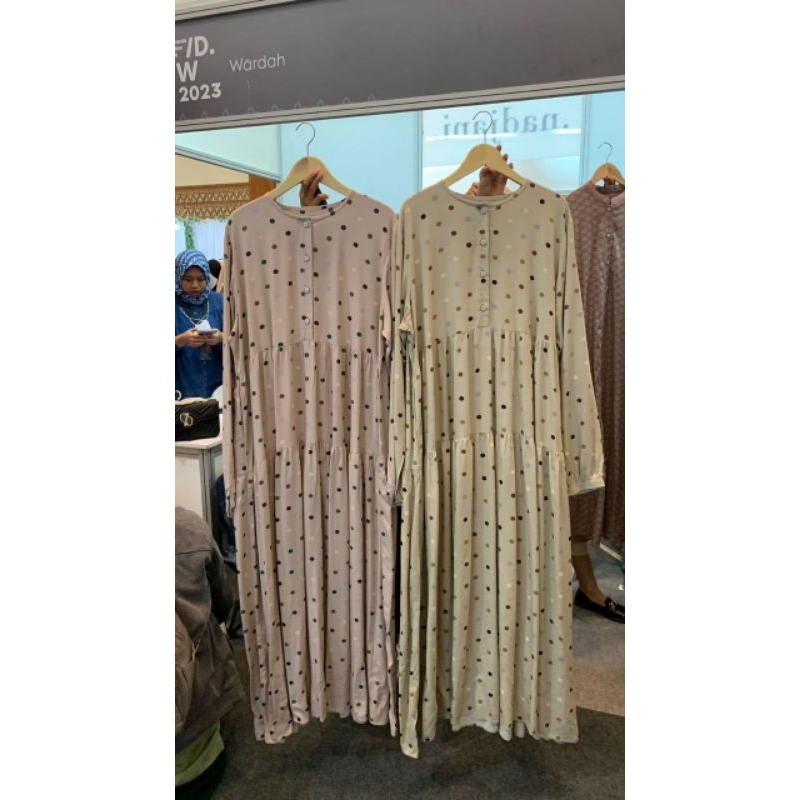 Gamis Rayon Adem Motif Polkadot Greenism Original