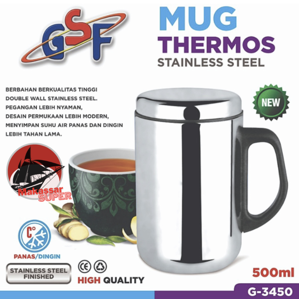 GSF Mug Thermos Stainless 500 Ml G-3450 / Mug Termos Vacum Stainless Steel