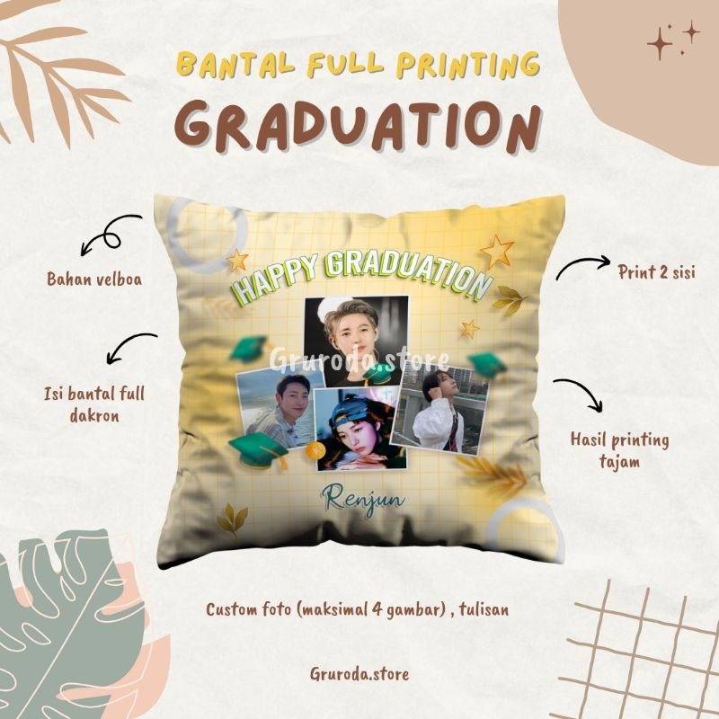 Bantal Custom Graduation Full printing part 3 - graduation gift, wisuda, souvenir, kolase foto