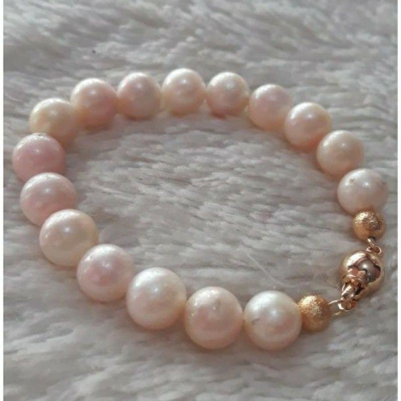Gelang mutiara air laut white pink asli lombok