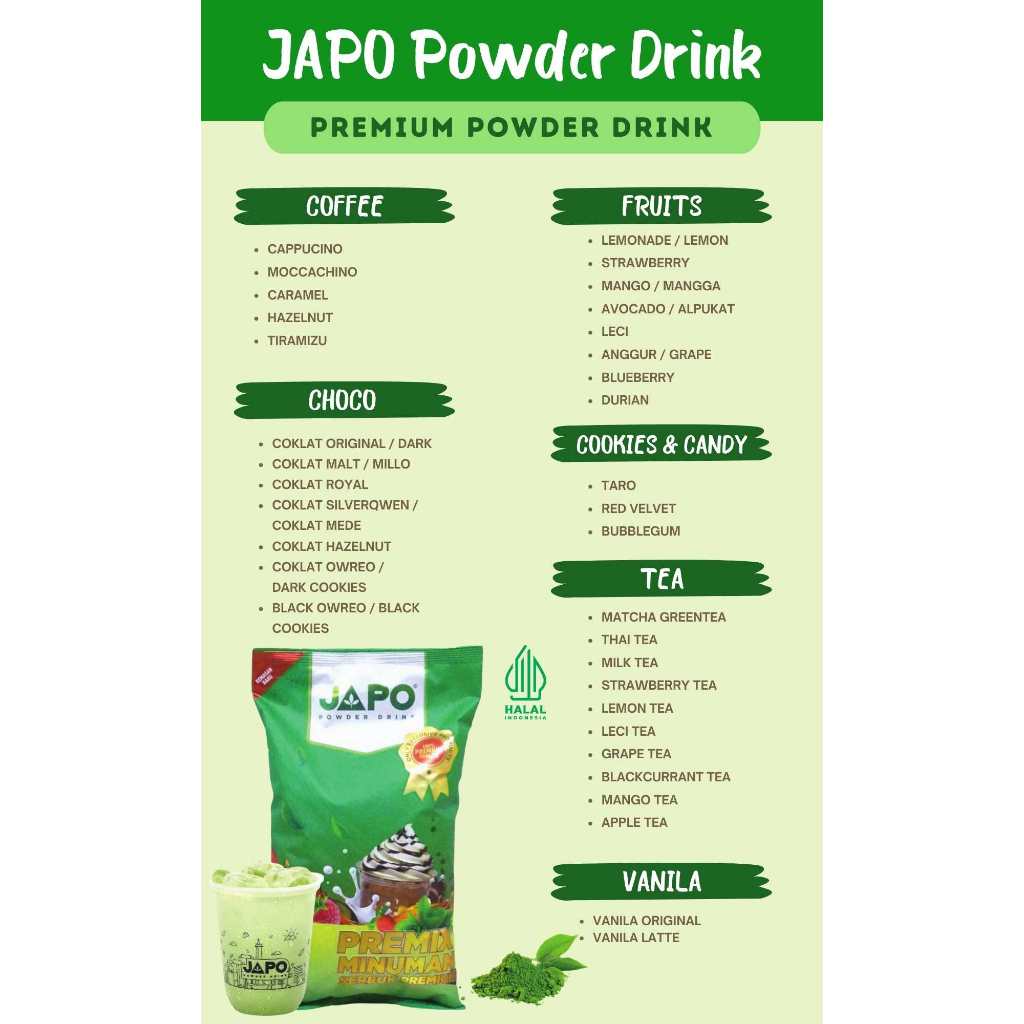 

Sekar_Shop07 Bubuk Minuman 1 Kg Rasa Millo Japo Premium Powder Drink Serbuk Minuman Coklat Malt