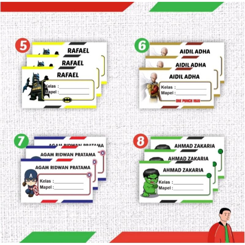 

20(pcs) stiker label buku pelajaran anak