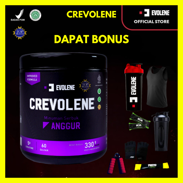 Crevolene 330gr/60x serving Suplemen fitness Evolene Evolen Creatine creatin Crevolen Crevoline