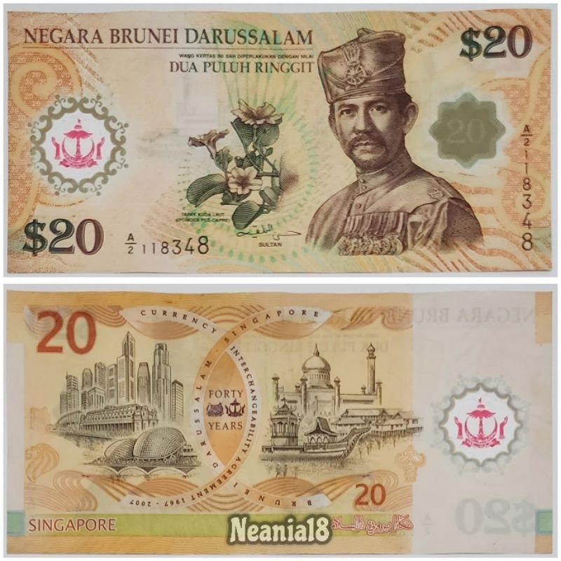 Koleksi Brunei Darussalam Pecahan 20 Dolar Limited Edition Bahan Polymer