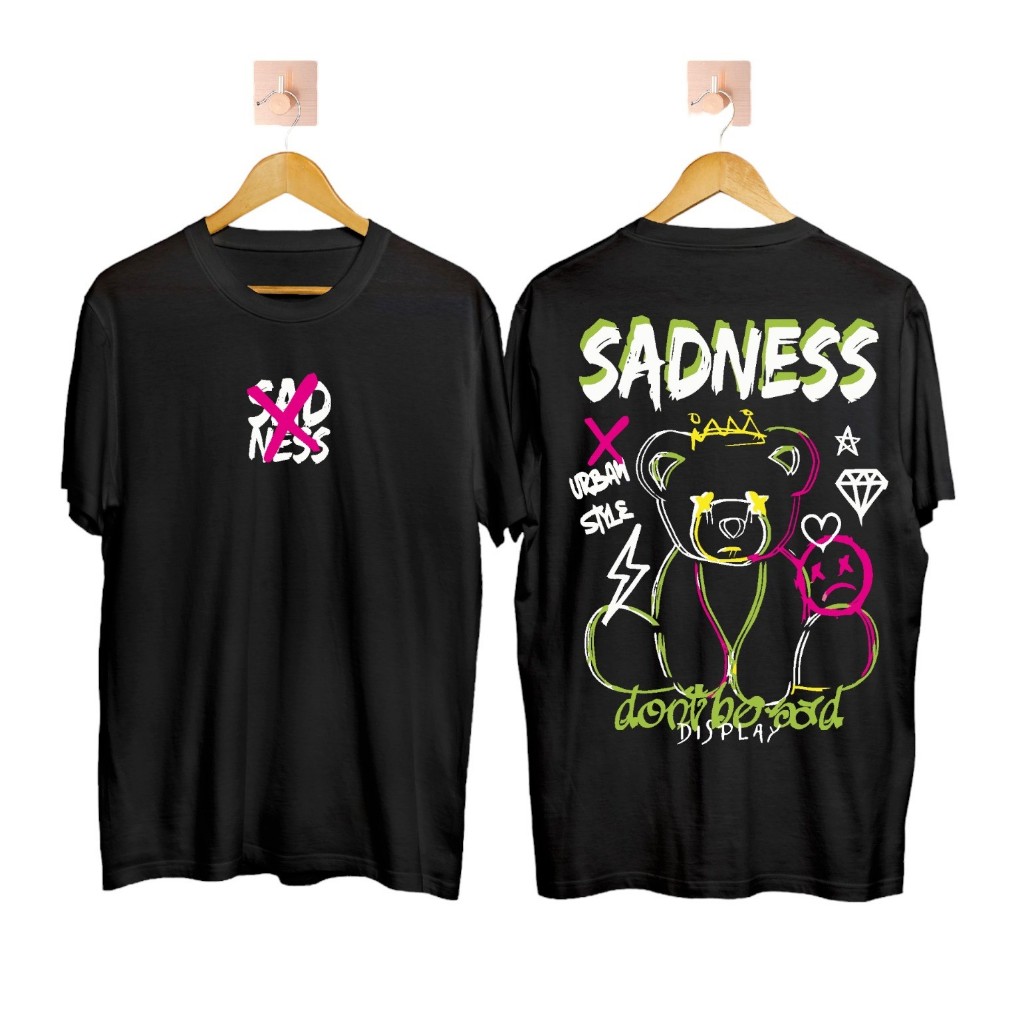 Baju Kaos Bear Sadness Hitam (COD)/Baju Brand Lokal/Brand Lokal Baju/Others/Kaos Pria Dewasa/Baju Br