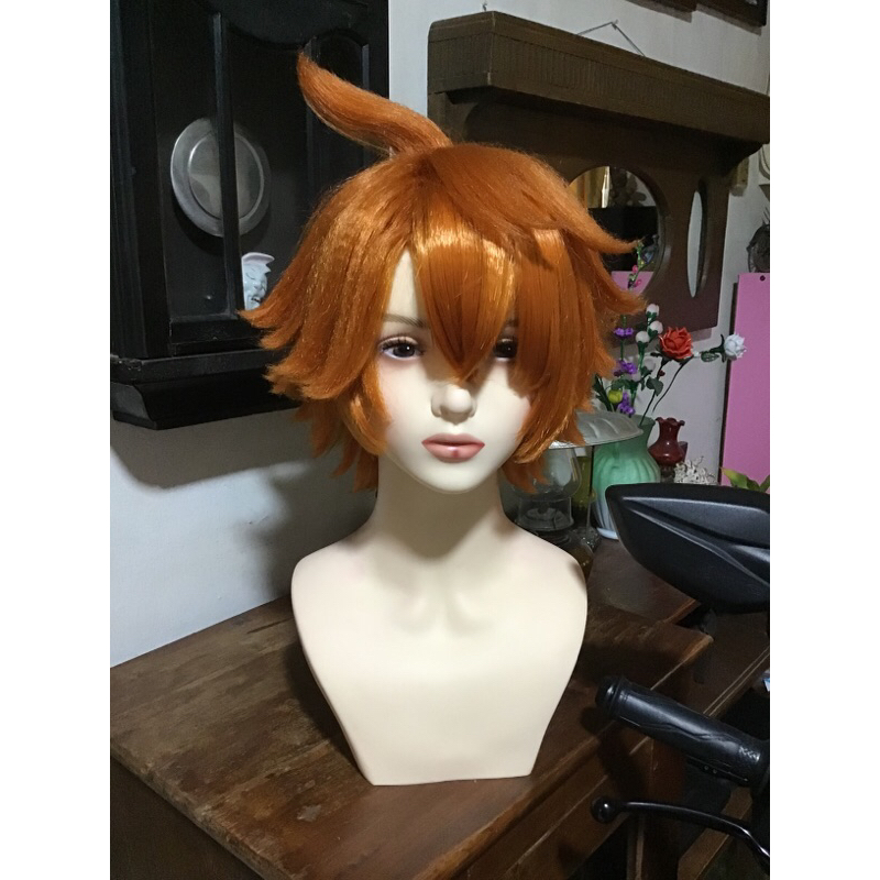 childe wig tartaglia genshin impact wig cosplay pumpkin orange cowok