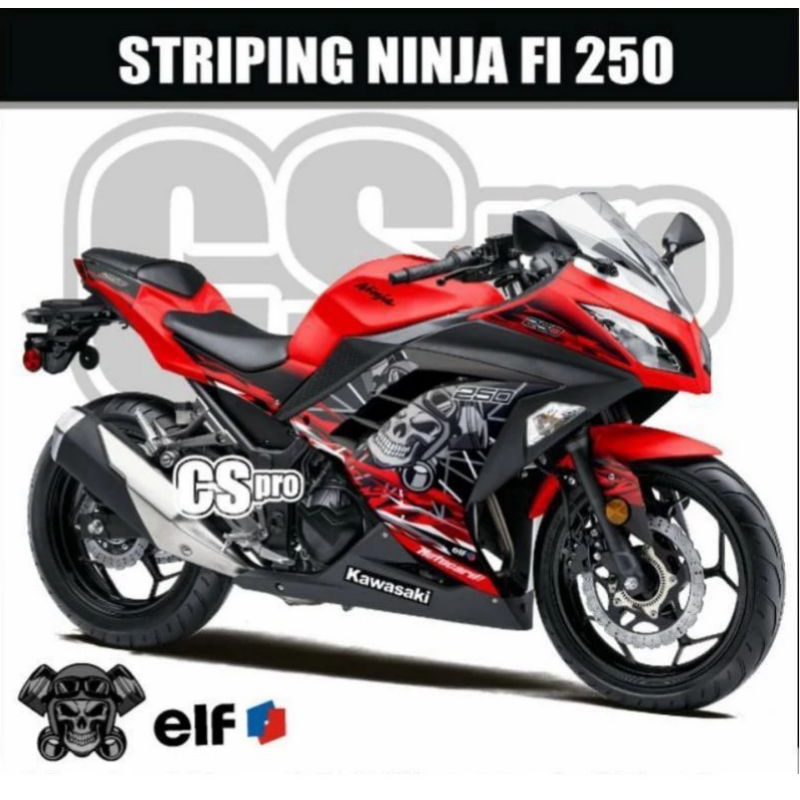 stripping lis sticker variasi kawasaki ninja 250fi simpel STRIPPING NINJA FI 250 MOTIF TENGKORAK GRA