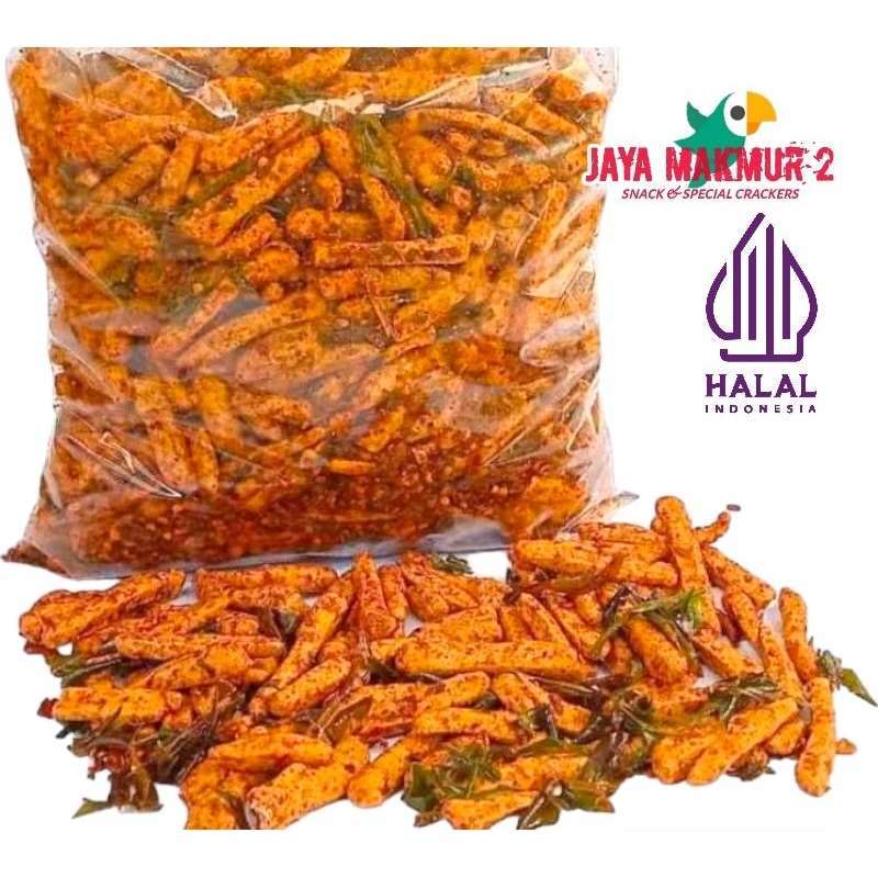 

2Xbtygneal Sakha Snack ) Basreng Stik Viral 1Kg Pedas Daun Jeruk Jaya Makmur