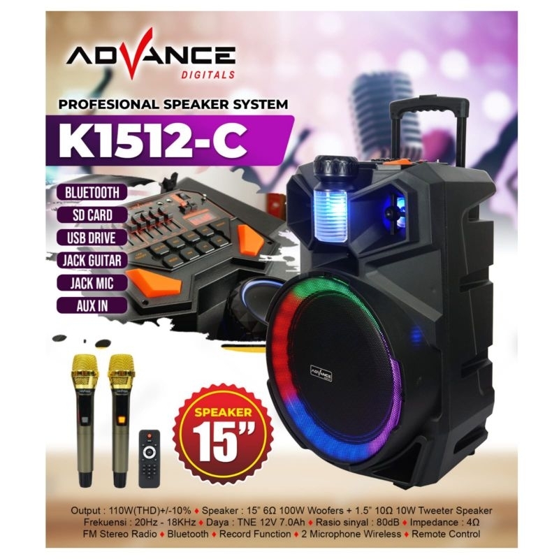 Speaker Meeting Portable Bluetooth Advance K1512-C 15inch / Speaker Advance K1512C ORI