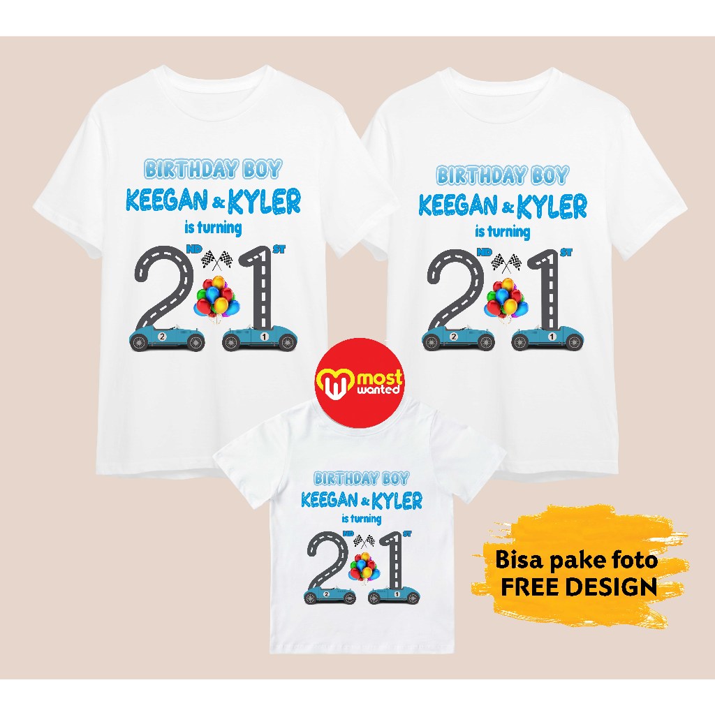 Baju Couple Keluarga Kaos Family Ulang Tahun Komunitas Kelompok Motif Cars 3