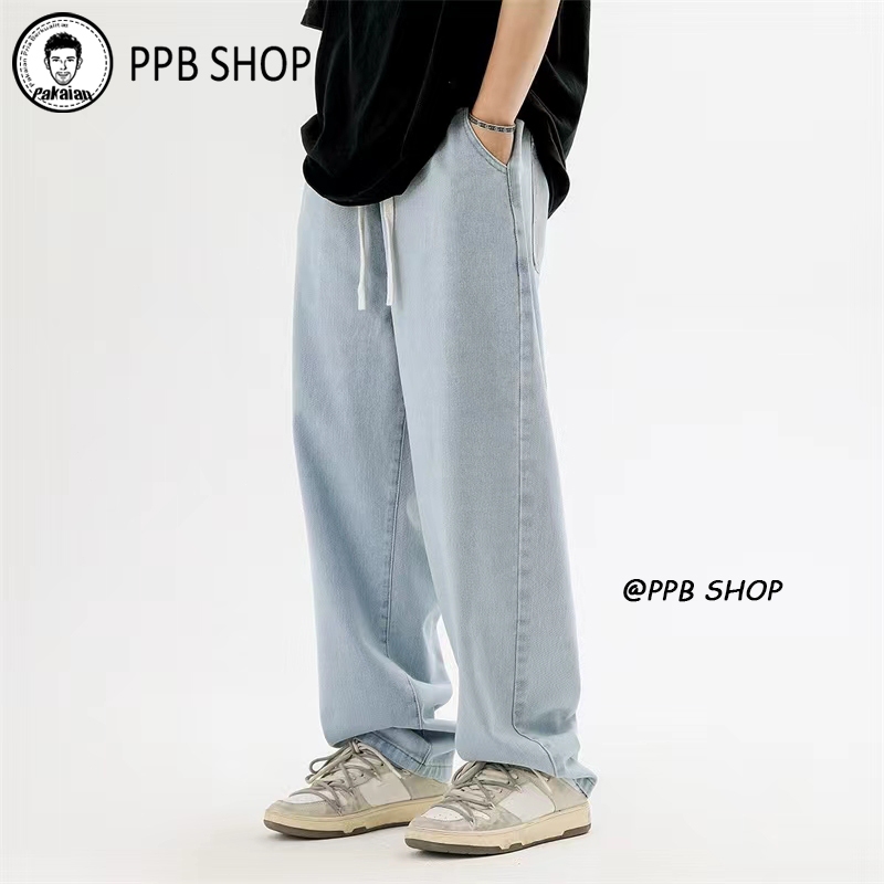 Jeans pria Celana panjang pria jeans jumbo Celana kulot pria oversize Celana high waist pria Elastic