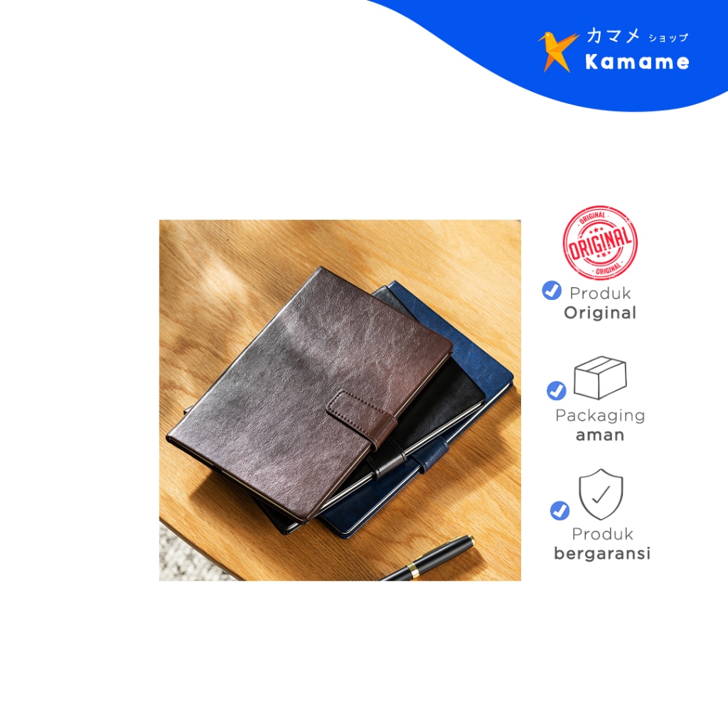 

Deli Leather Cover Notebook - Black EN138L - Kamame