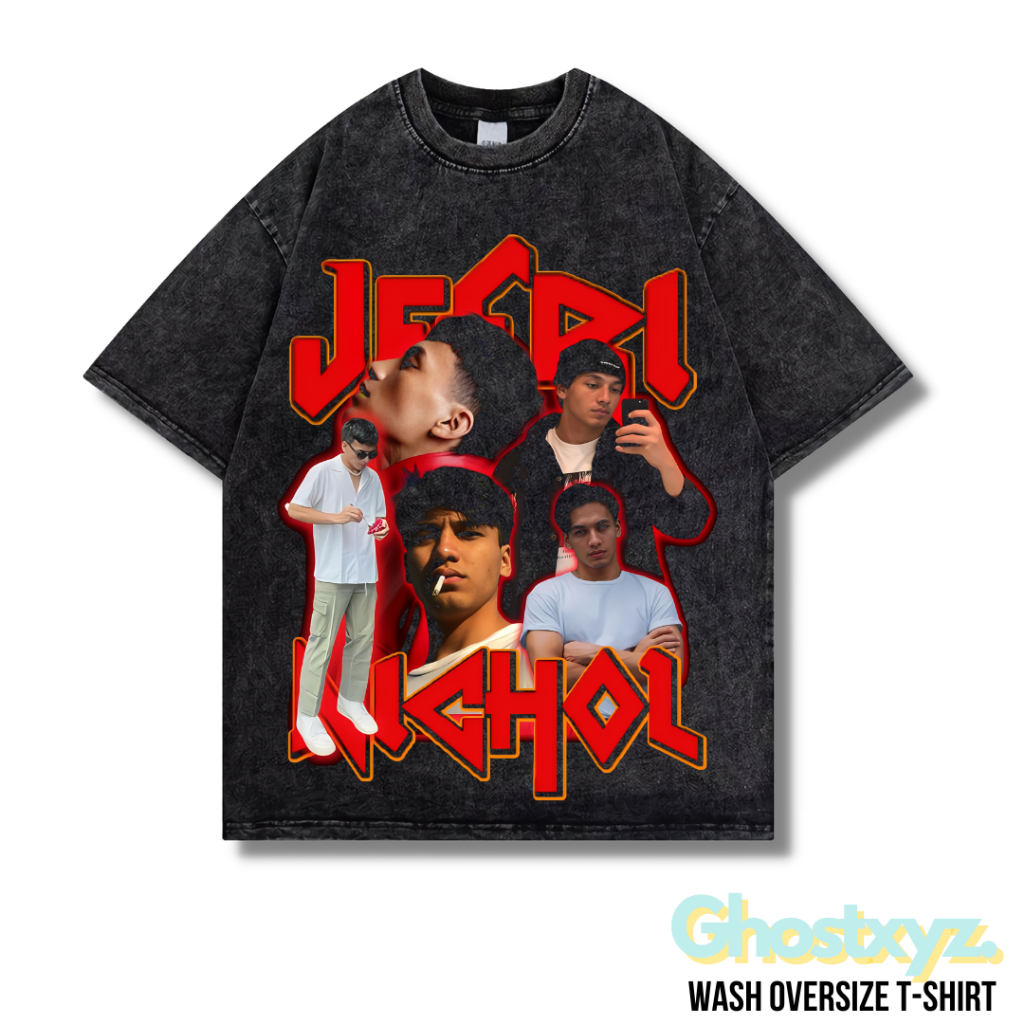 Ghostxyz T-Shirt "Jefri Nichol" Wash Oversize Vintage Tee Baju Kaos