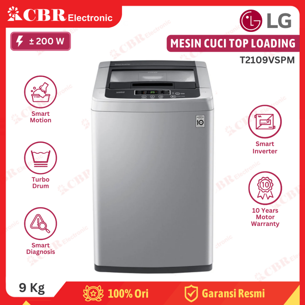 Mesin Cuci LG Top Loading 9 Kg T2109VSPM