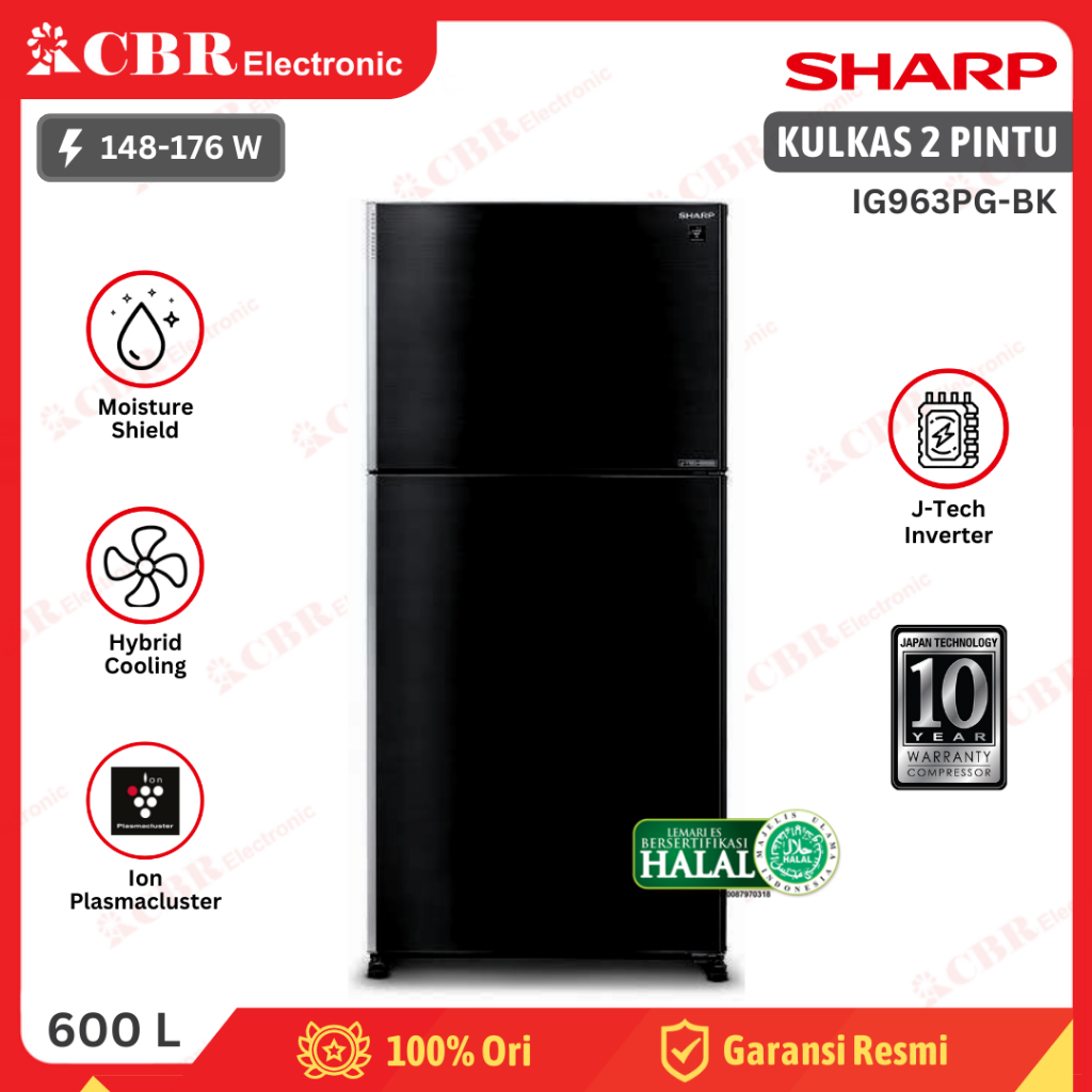 Kulkas SHARP 2 Pintu SJ-IG963PG-BK (Inverter) 600 L