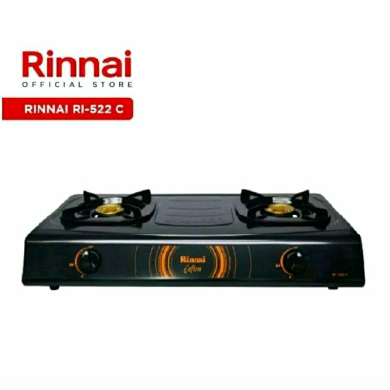 Kompor Gas Rinnai 2 Tungku (RI-522C) Ceflon Hitam