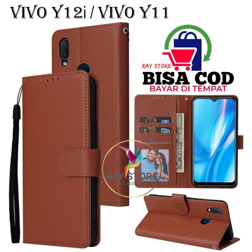 VIVO Y12I/Y11 FLIP LEATHER CASE PREMIUM-FLIP WALLET CASE UNTUK VIVO Y12I/Y11 CASING FLIP CASE