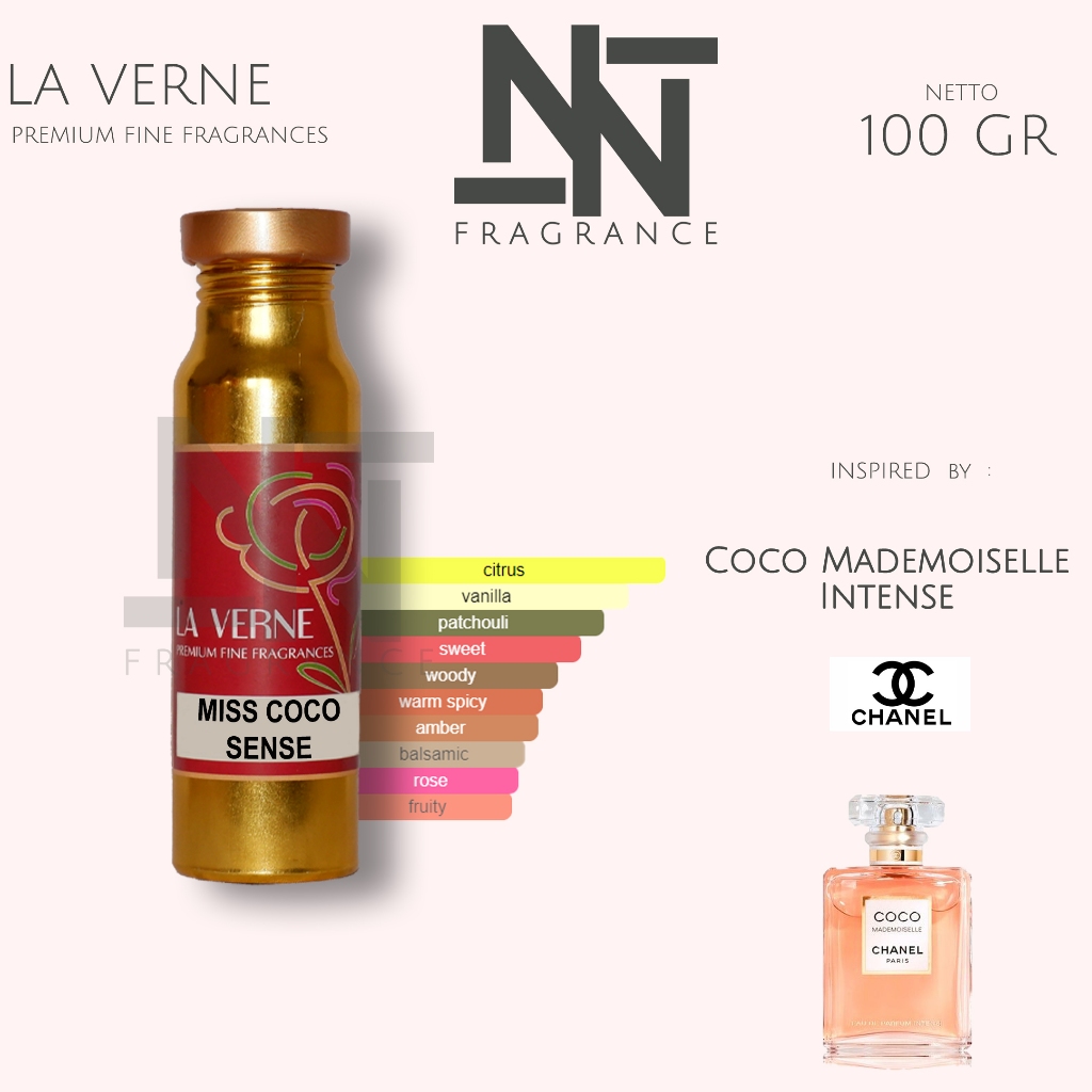 MISS COCO SENSE BY LA VERNE 100 GR | BIBIT PARFUM  COCO MADEMOISELLE INTENSE CHANNEL