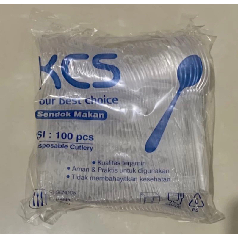 sendok plastik bening isi 100