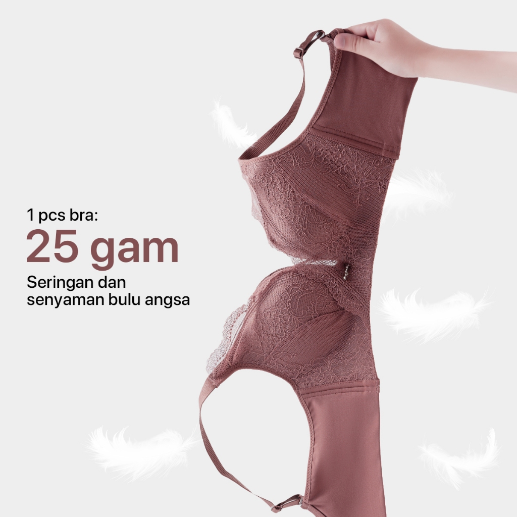 GRENEY-L.W.L- Bra Renda Perancis Menopang Bergesper  Pakaian Dalam Push Up Bra Wanita Sport Tanpa Kawat Busa 89668