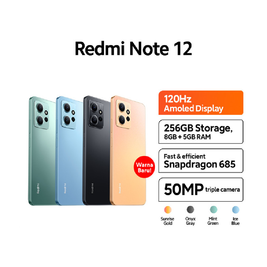 Xiaomi Official Redmi Note 12 50MP Triple Kamera 120Hz AMOLED NFC IP53