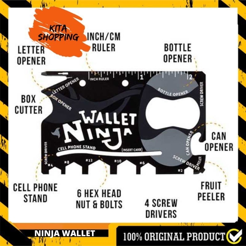 

Wallet Ninja Multi Purpose Tools | Credit card sized pocket 18in1