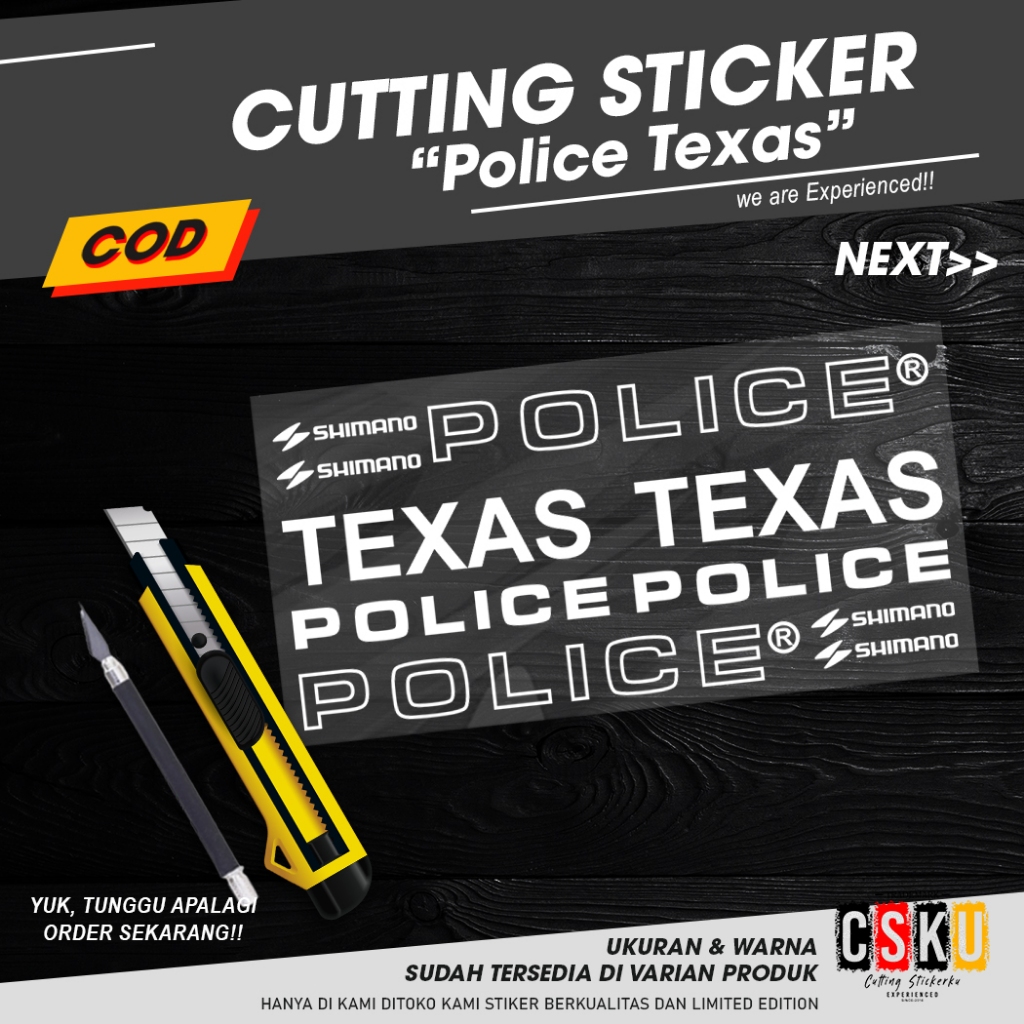 Cutting Sticker Police Texas Variasi Sepeda Set Dewasa Mtb Lipat Stiker Aksesoris Frame