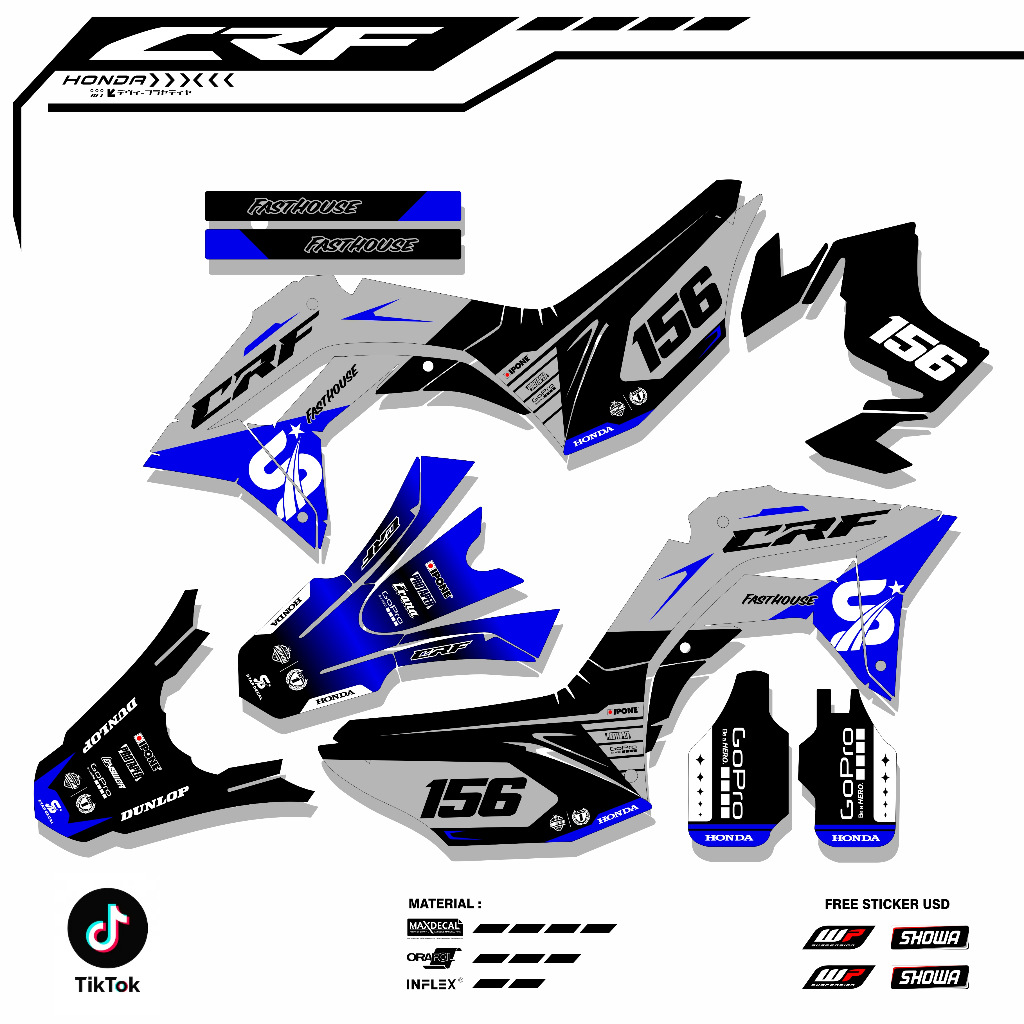 DECAL CRF 150 L FULL BODY HITAM STICKER DECAL CRF TERBARU SUPER GLOSSY V3 18