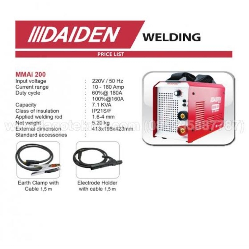 Mesin las listrik Trafo Las MMAi200 DAIDEN MMA 200