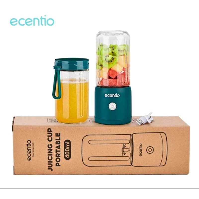Blender Mini portable Kaca 8 mata ecentio Pisau Juicer cup 380ml x 2psc Hijau Usb blender Mini ice e