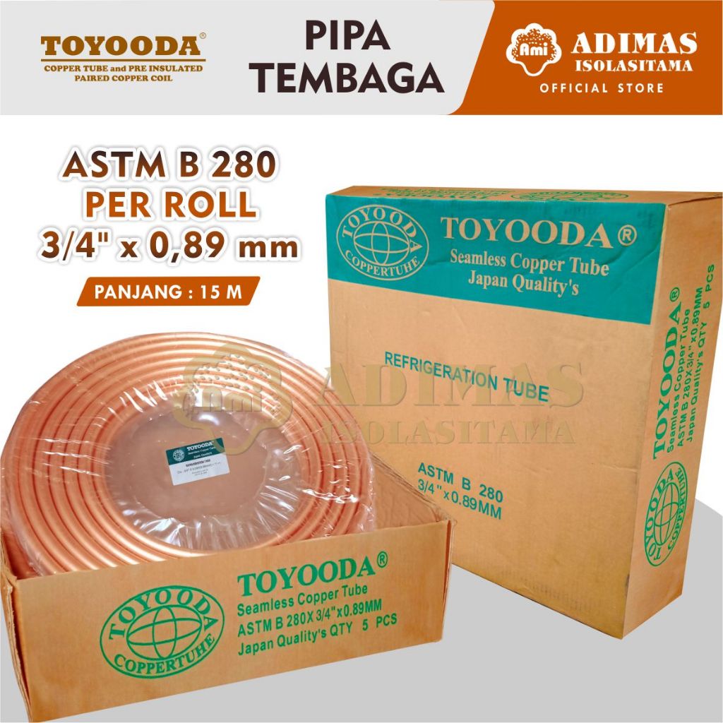 Pipa Tembaga Toyooda Copper Coil 3/4" x 0,035" (0,89 mm) Panjang 15 M