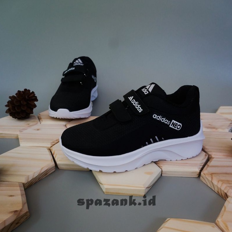 Sepatu anak Sekolah adidas Neo Hitam putih Sepatu anak TK SD [ART.  S7Z1]