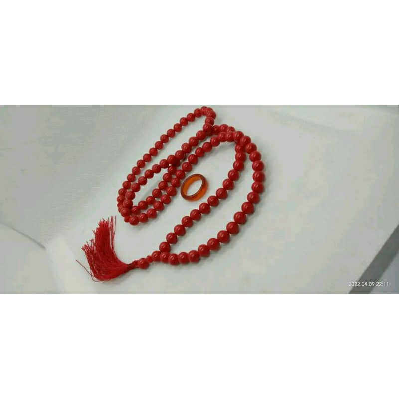 tasbih batu marjan asli+cincin batu