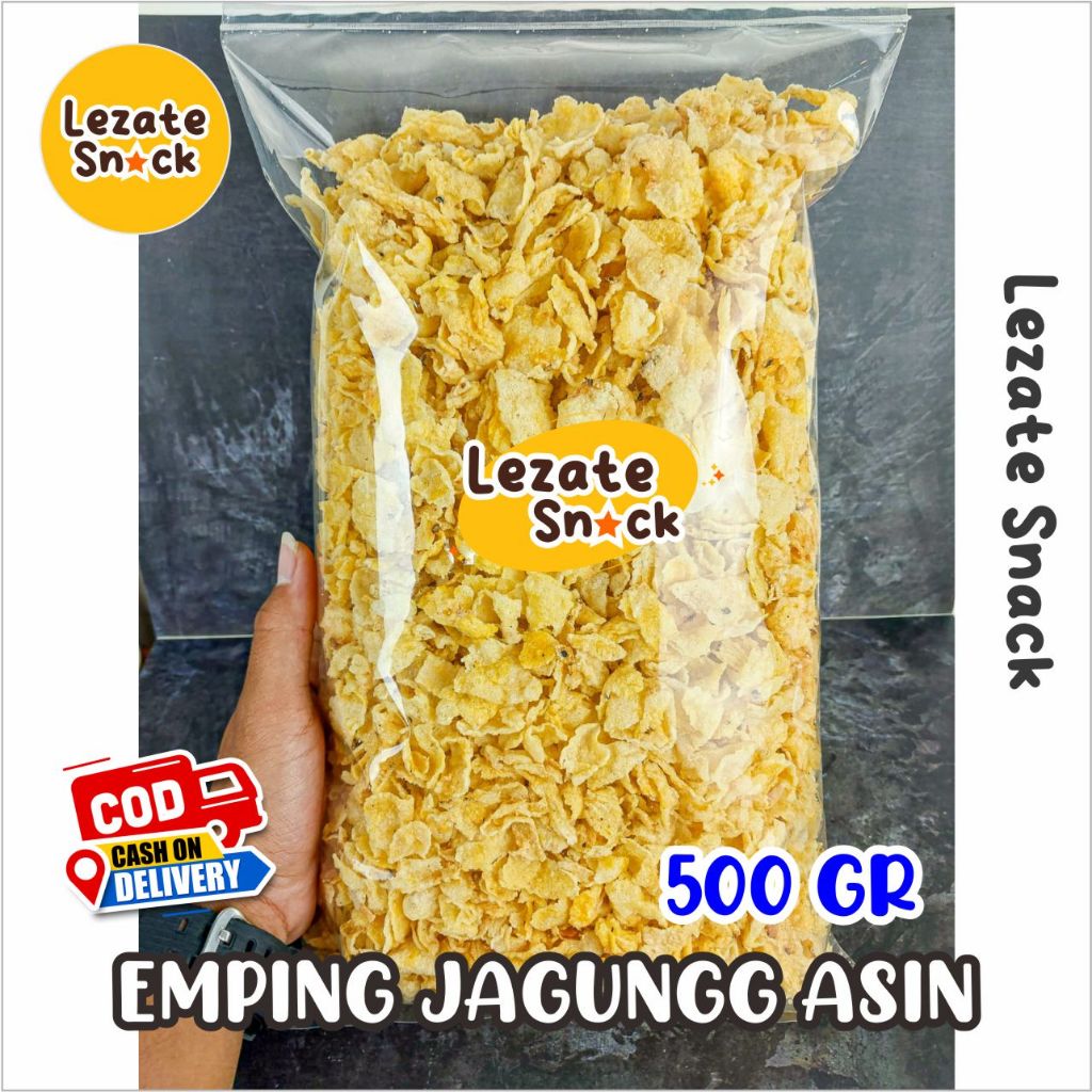 

Emping Jagung Geprek 500 GR Gurih Asin Enak Murah Renyah / Kripik Emping Jagung Gepuk Empuk Rasa Pedas Manis Gurih Asin WAP SNACK