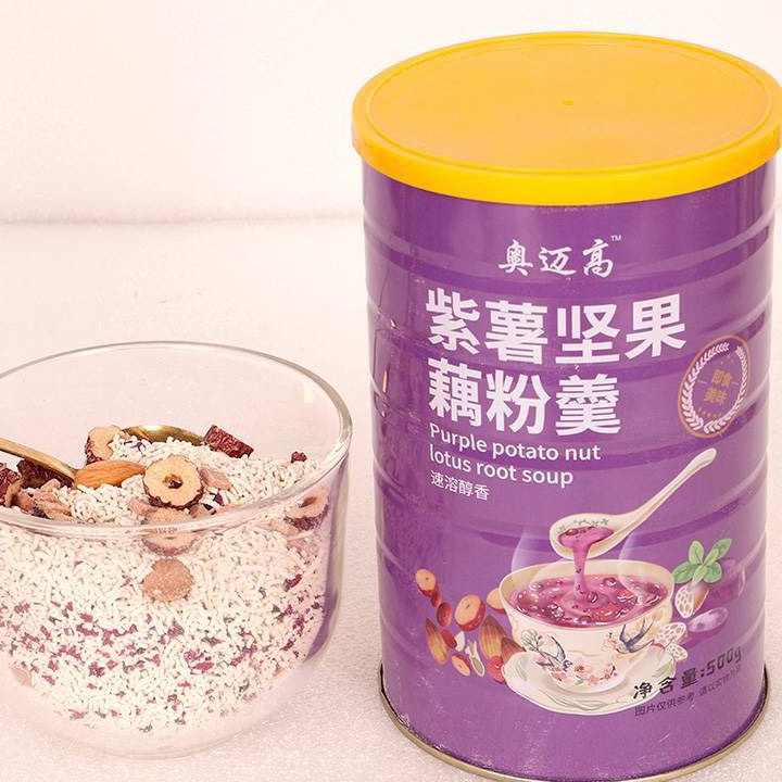 

Ready Lotus Root Powder Purple Potato Nut Lotus Root Soup Bubur Akar Teratai Oufen 藕粉 500Gr Produk