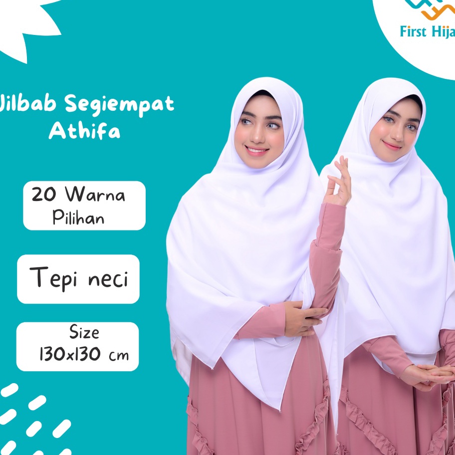 →➘✹ Kerudung Jilbab Segi Empat Syari Premium Polos Cantik Terbaru Harga Murah Wolfis Athifa Putih